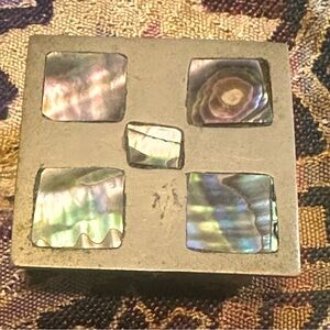 Vintage Silver Alpaca, Mother of Pearl trinket box